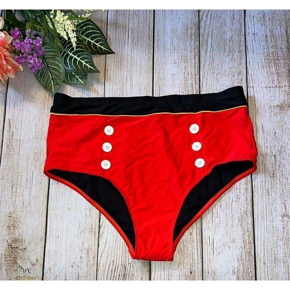 Disney Mickey Mouse High-Waisted Swim Bottoms Plus Size 2 - Picture 2 of 5